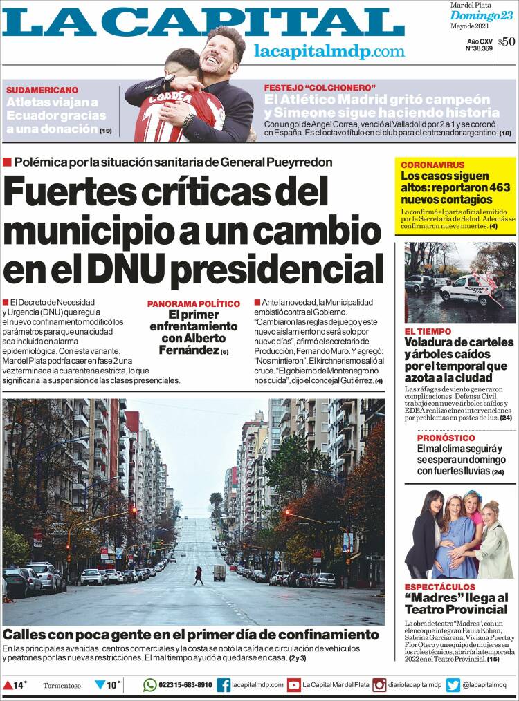 Portada de Diario La Capital - Mar del Plata (Argentina)