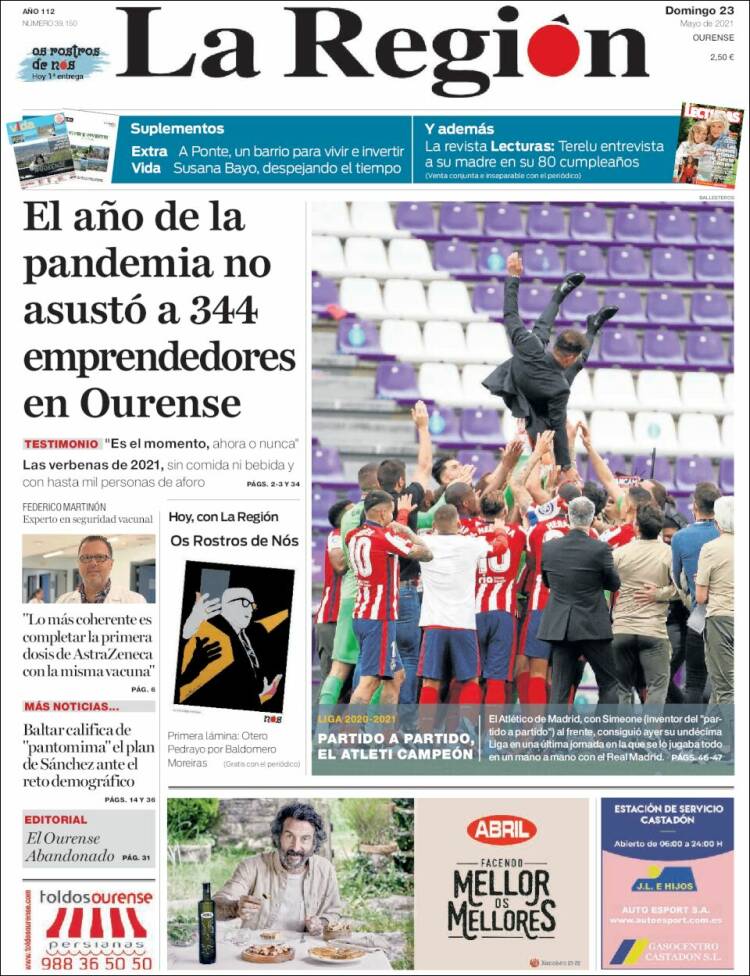 Portada de La Región de Ourense (Espa&ntilde;a)