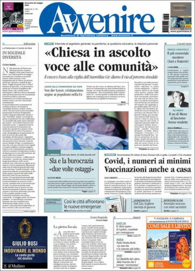 Portada de Avvenire (Italia)