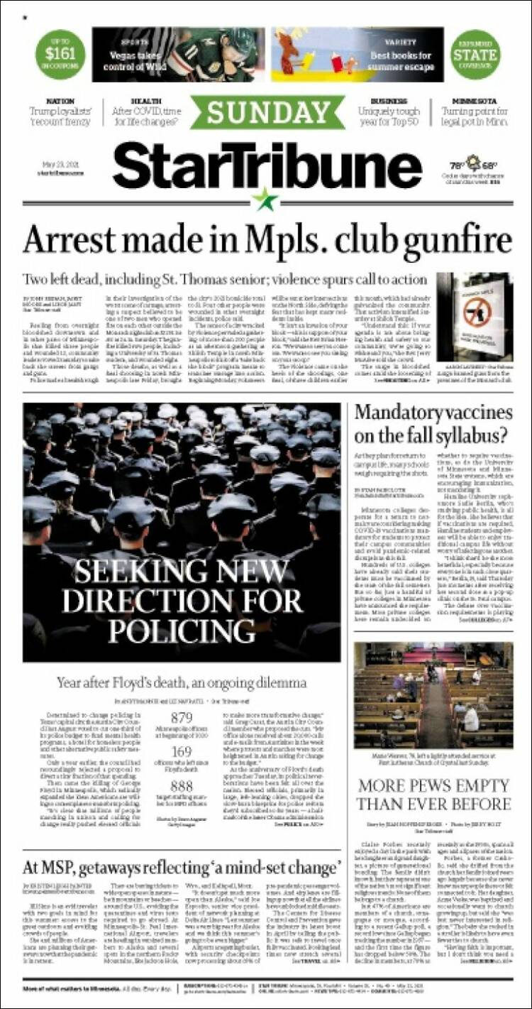 Portada de Star Tribune (USA)