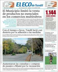 Portada de El Eco de Tandil (Argentina)