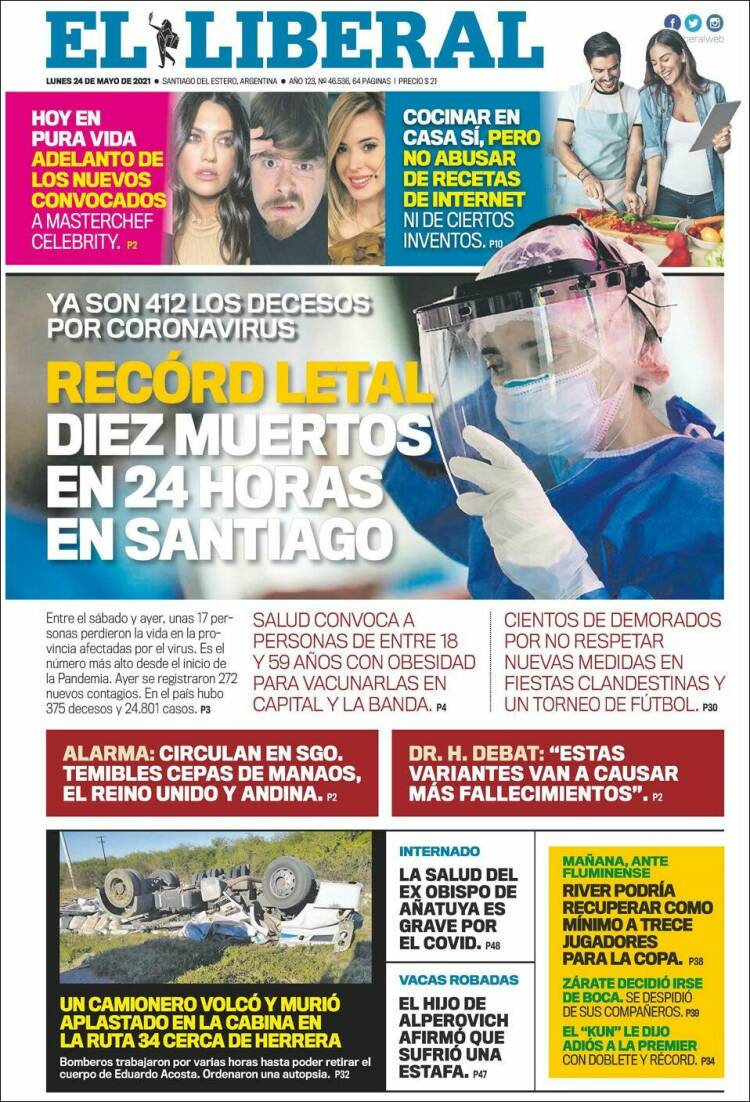 Portada de Diario El Liberal (Argentina)