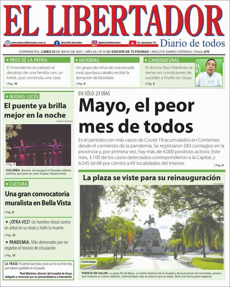 Portada de Diario El Libertador (Argentina)