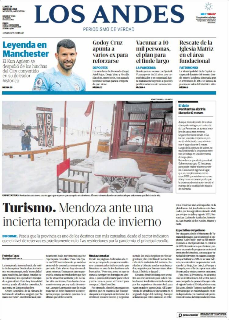 Portada de Los Andes - Mendoza (Argentina)