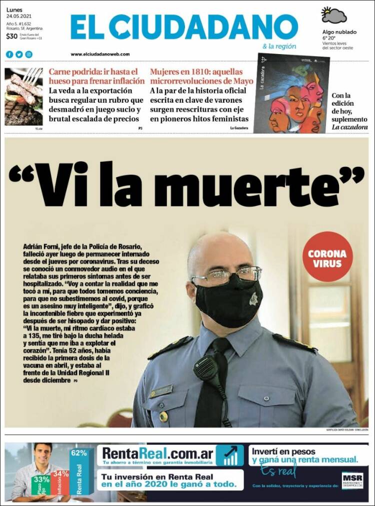 Portada de Diario El Ciudadano (Argentina)