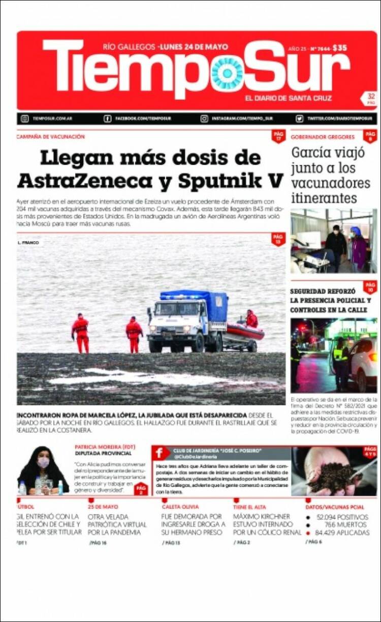 Portada de Tiempo Sur (Argentina)