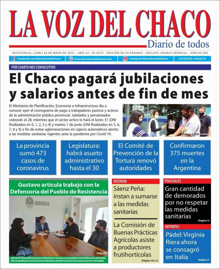 Portada de La Voz del Chaco (Argentina)