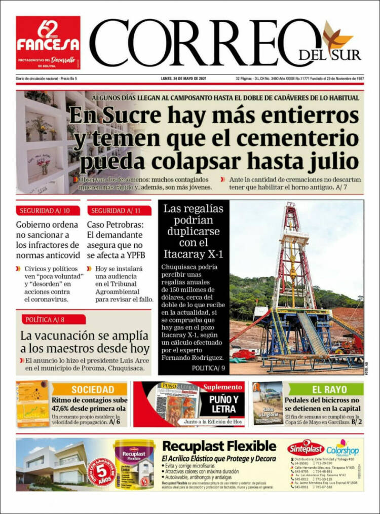 Portada de Correo Sur (Bolivia)