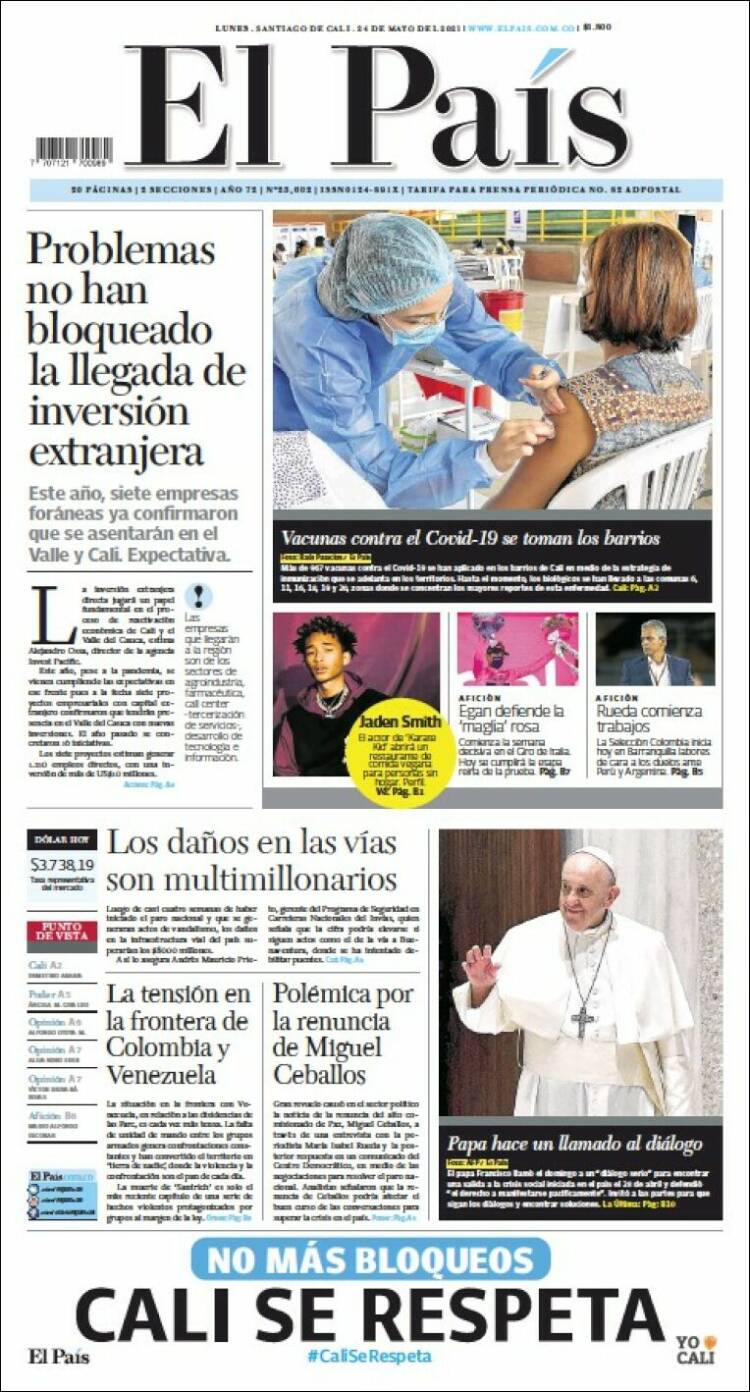 Portada de El País - Cali (Colombia)