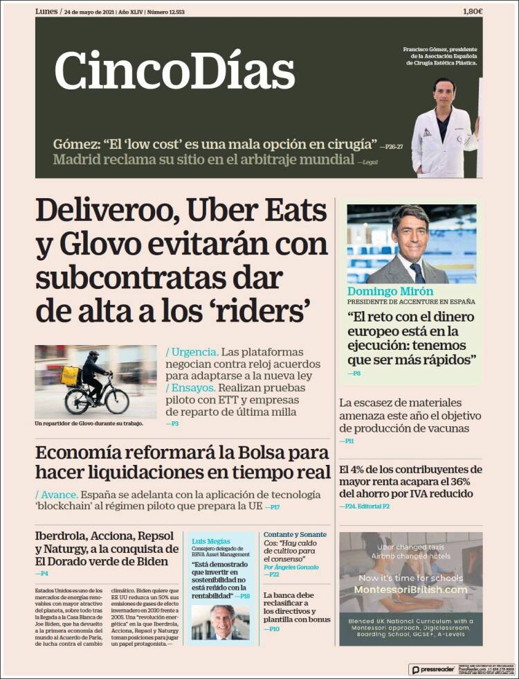 Portada de Cinco Días (Espa&ntilde;a)