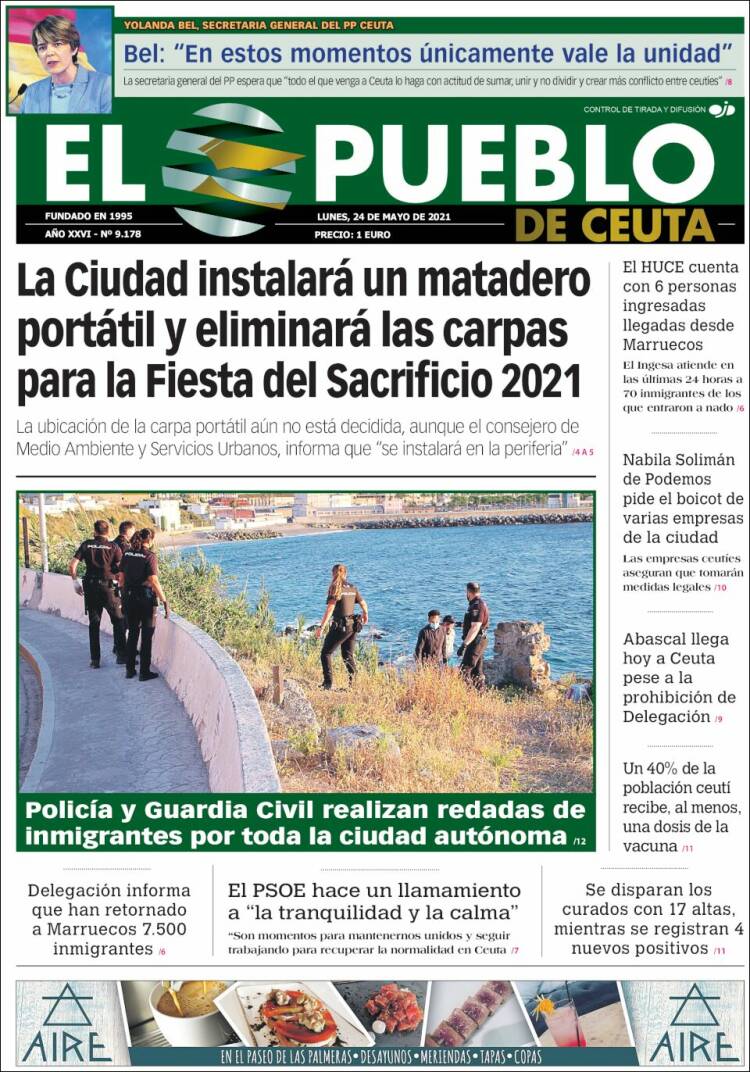 Portada de El Pueblo de Ceuta (España)