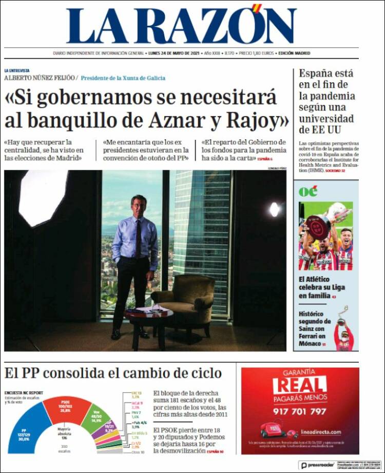 Portada de La Razón (España)