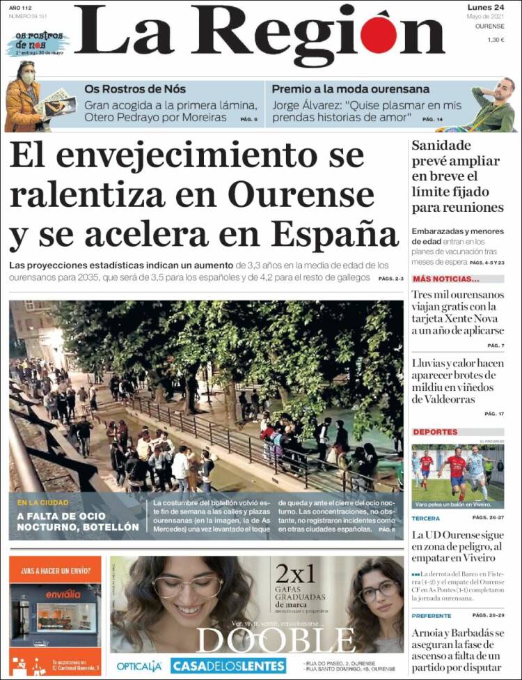 Portada de La Región de Ourense (España)