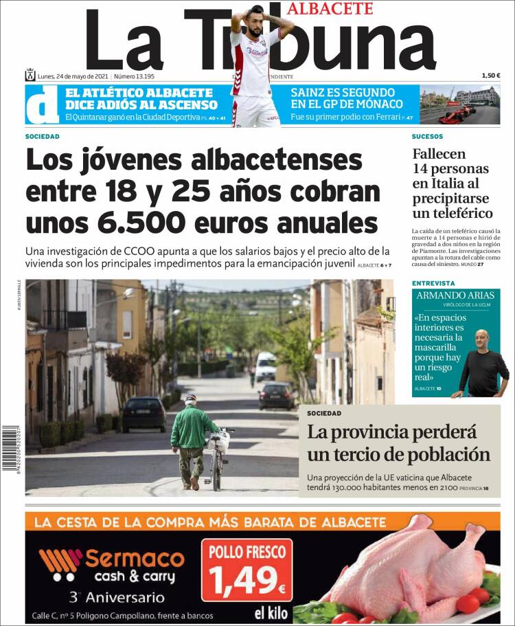 Portada de La Tribuna de Albacete (España)