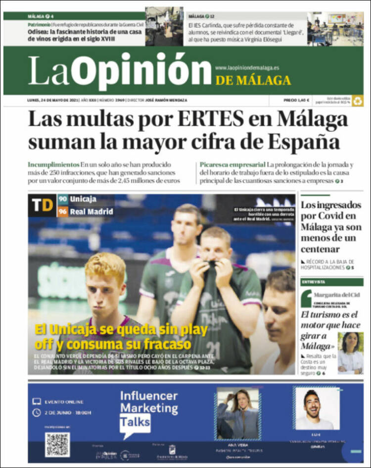 Portada de La Opinión de Málaga (España)