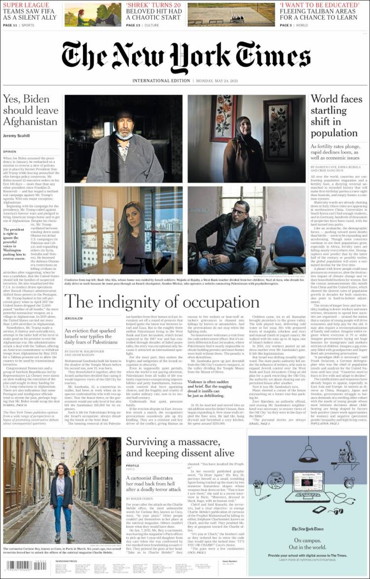 Portada de International New York Times (Europa)