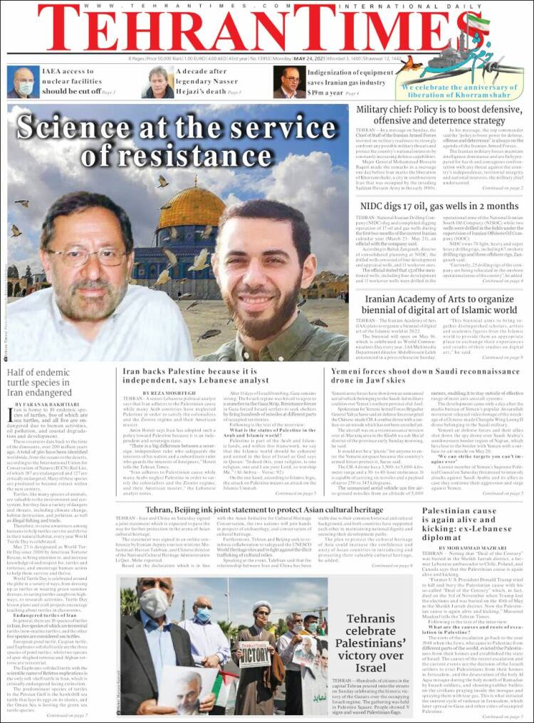 Portada de TehranTimes (Ir&aacute;n)