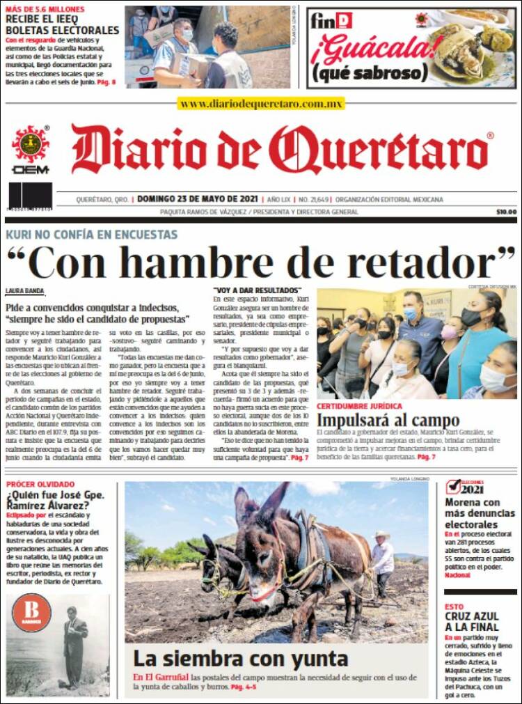 Portada de Diario de Querétaro (Mexico)