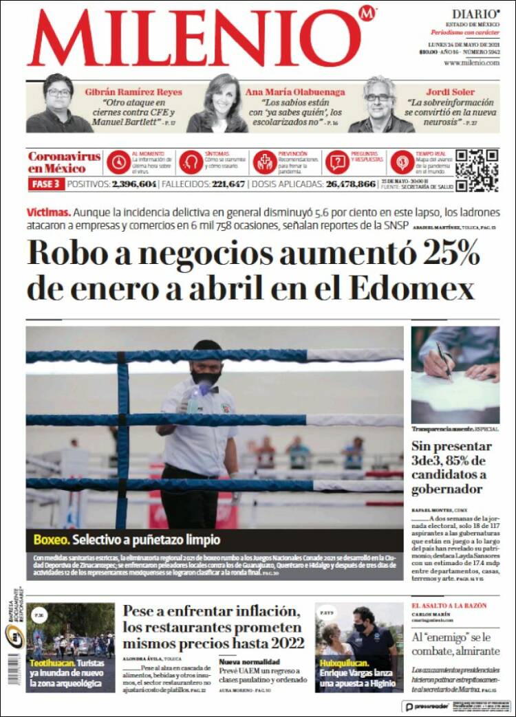 Portada de Milenio - Estado de México (México)