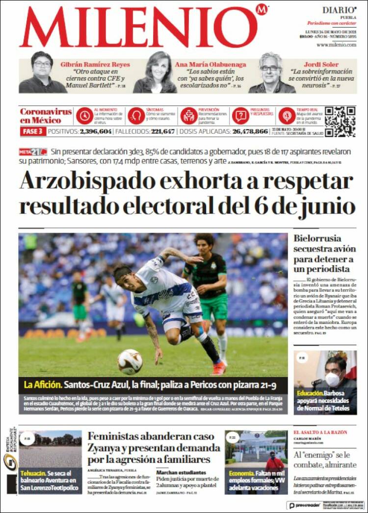 Portada de Milenio de Puebla (Mexico)