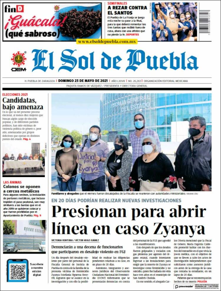 Portada de El Sol de Puebla (Mexico)