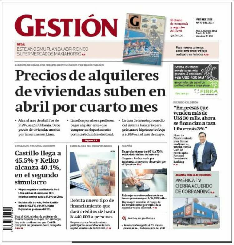 Portada de Diario Gestión (Perú)