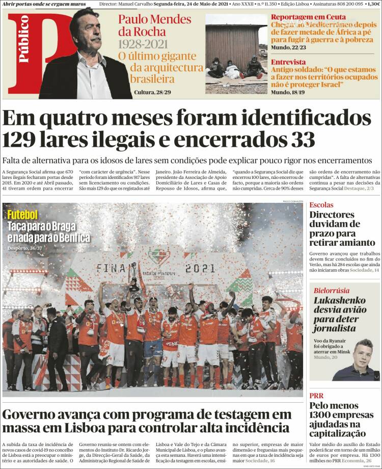 Portada de Público (Portugal)