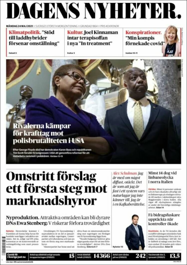 Portada de Dagens Nyheter (Suecia)