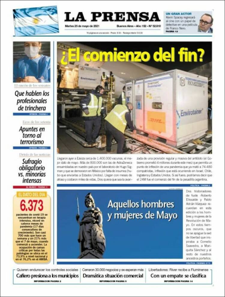 Portada de La Prensa (Argentina)