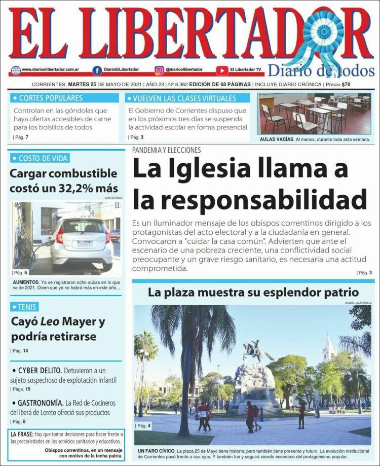 Portada de Diario El Libertador (Argentina)