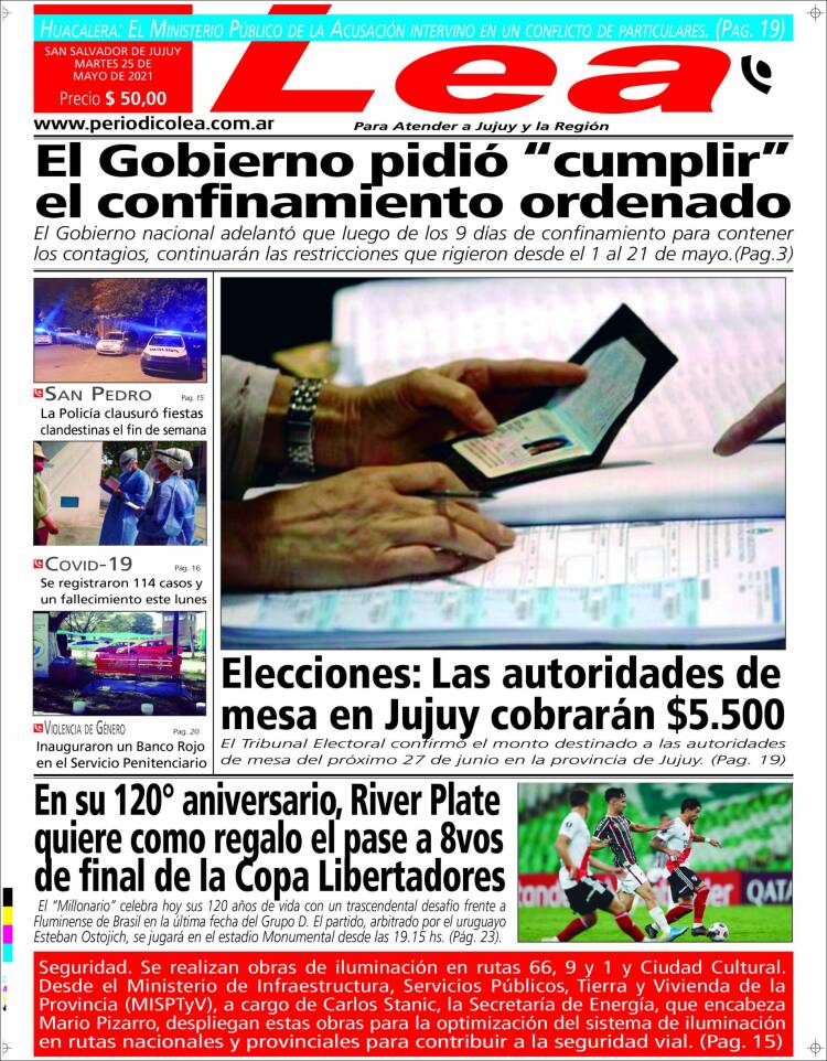 Portada de Periódico Lea (Argentina)