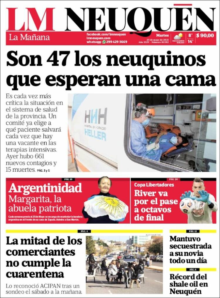 Portada de La Mañanade Neuquén (Argentina)