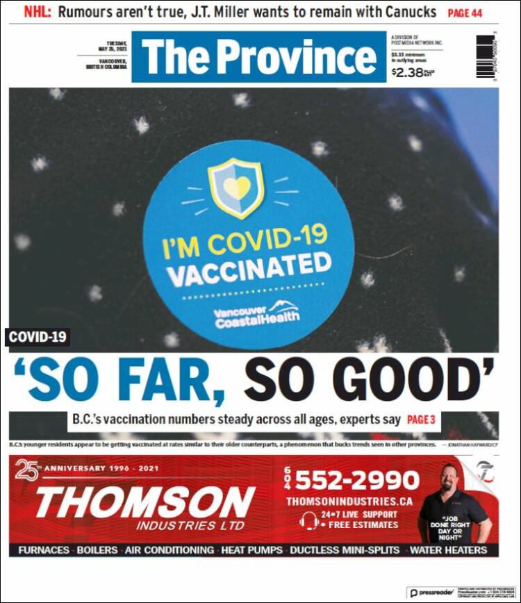 Portada de The Province (Canadá)