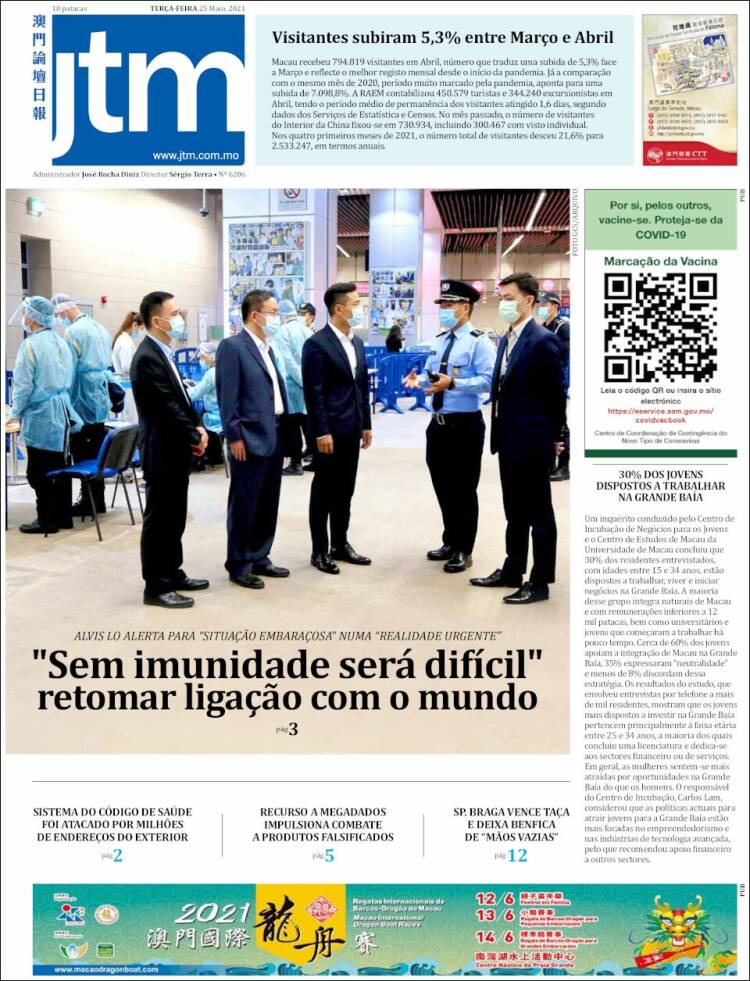 Portada de Jornal Tribuna de Macau (China)