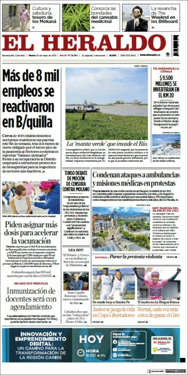 Portada de El Heraldo (Colombia)