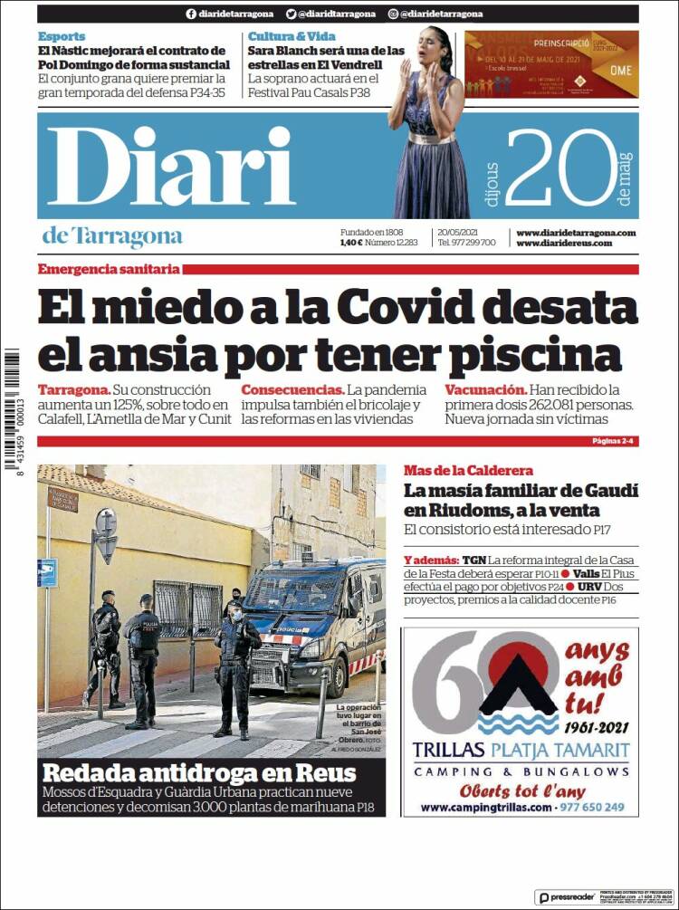 Portada de Diari de Tarragona (España)