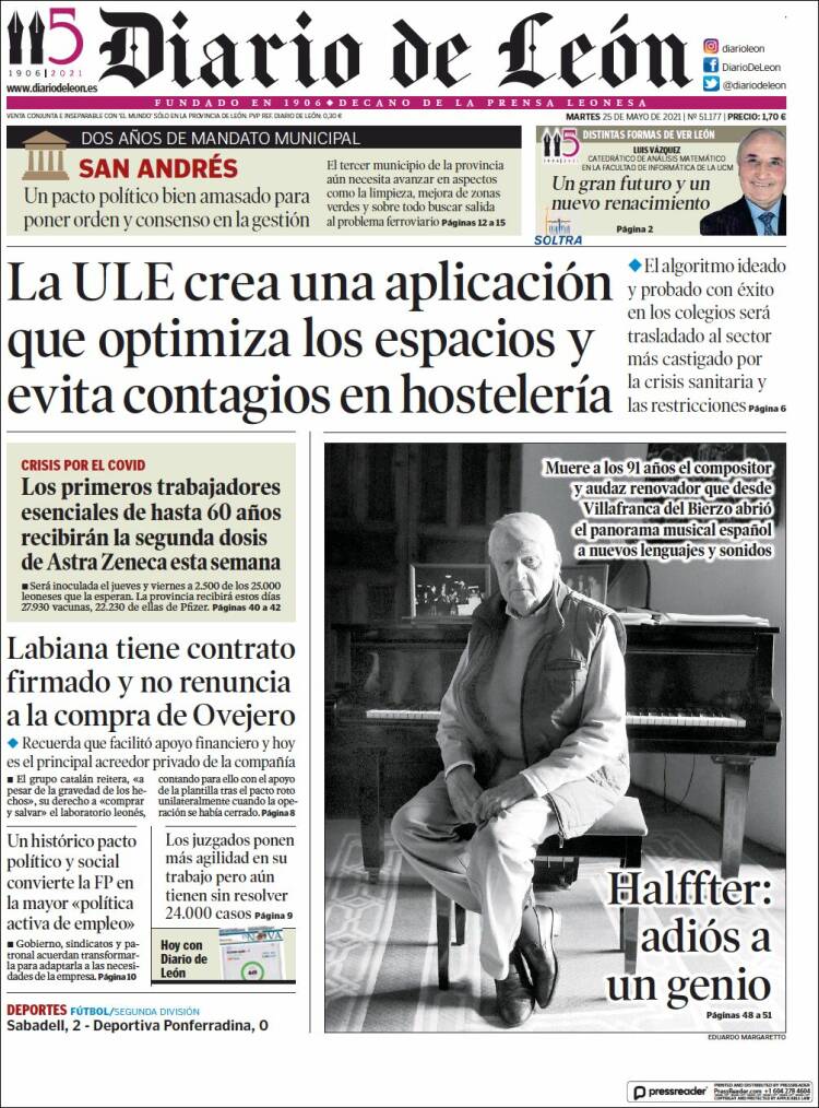 Portada de Diario de León (España)