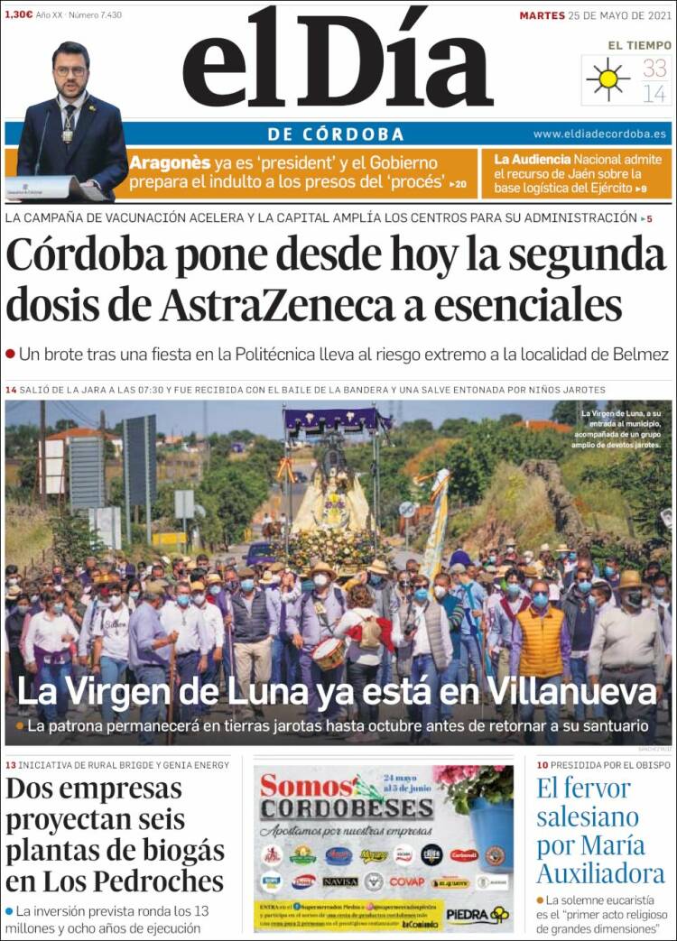 Portada de El Día de Córdoba (España)