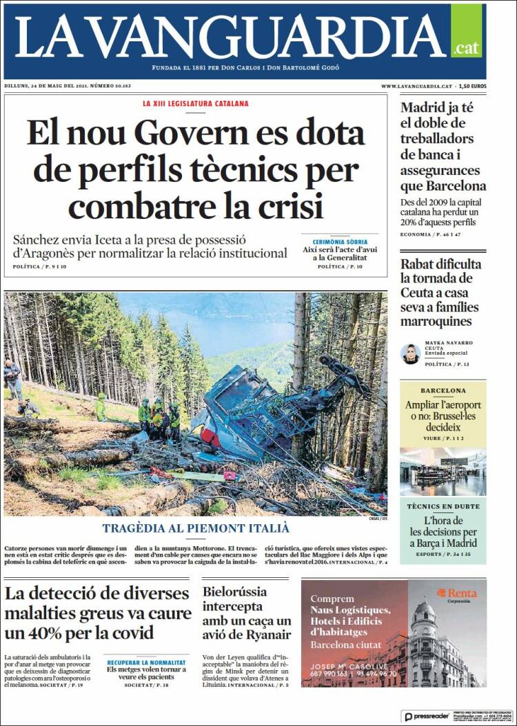 Portada de La Vanguardia (España)