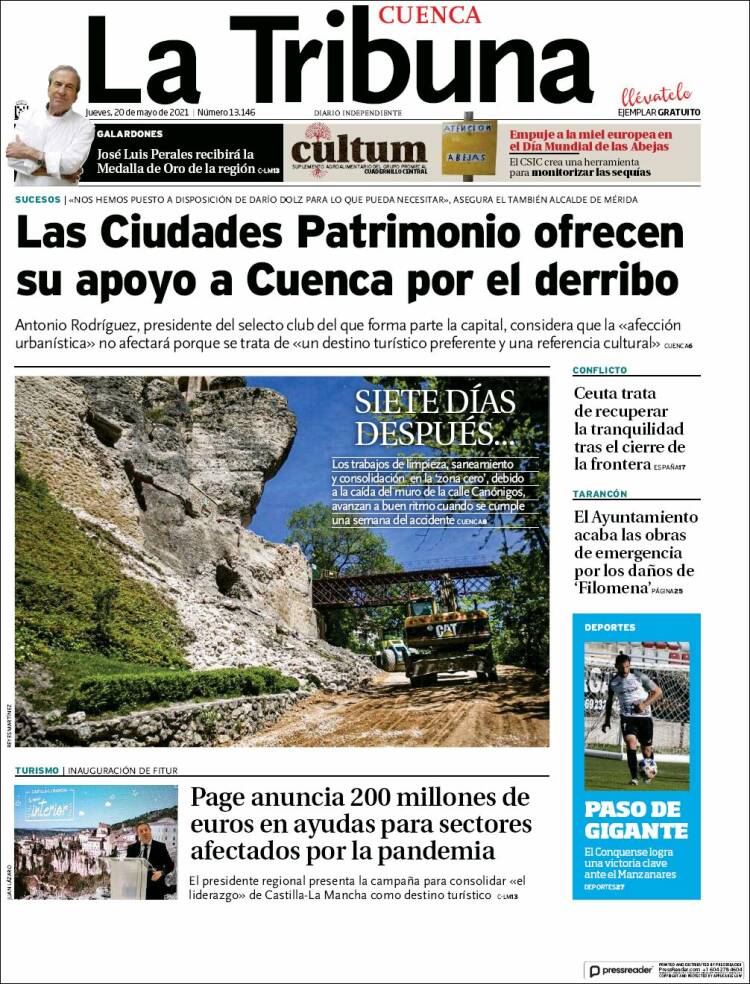 Portada de La Tribuna de Cuenca (España)