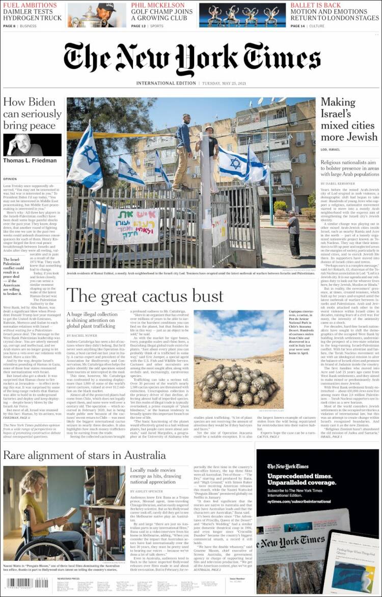 Portada de International New York Times (Europa)