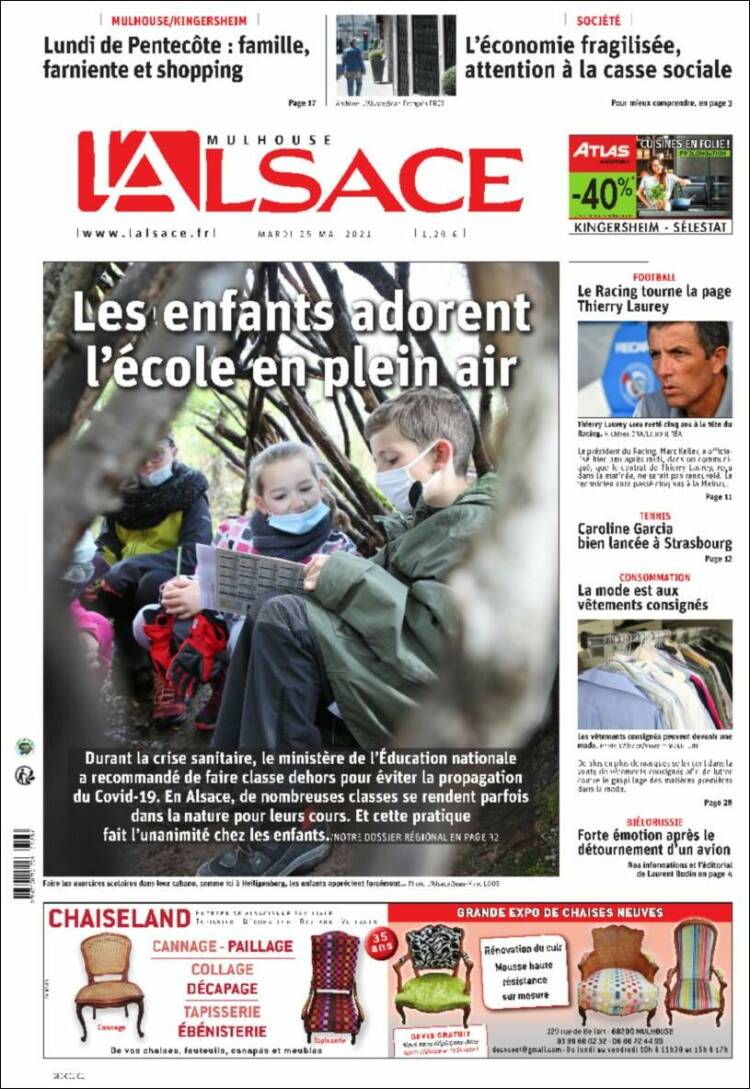 Portada de Journal L'Alsace (Francia)