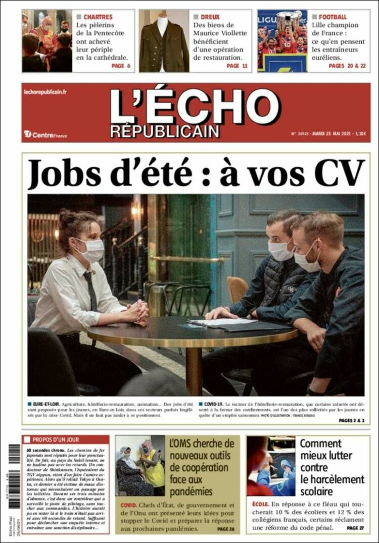 Portada de L'Echo Républicain (Francia)