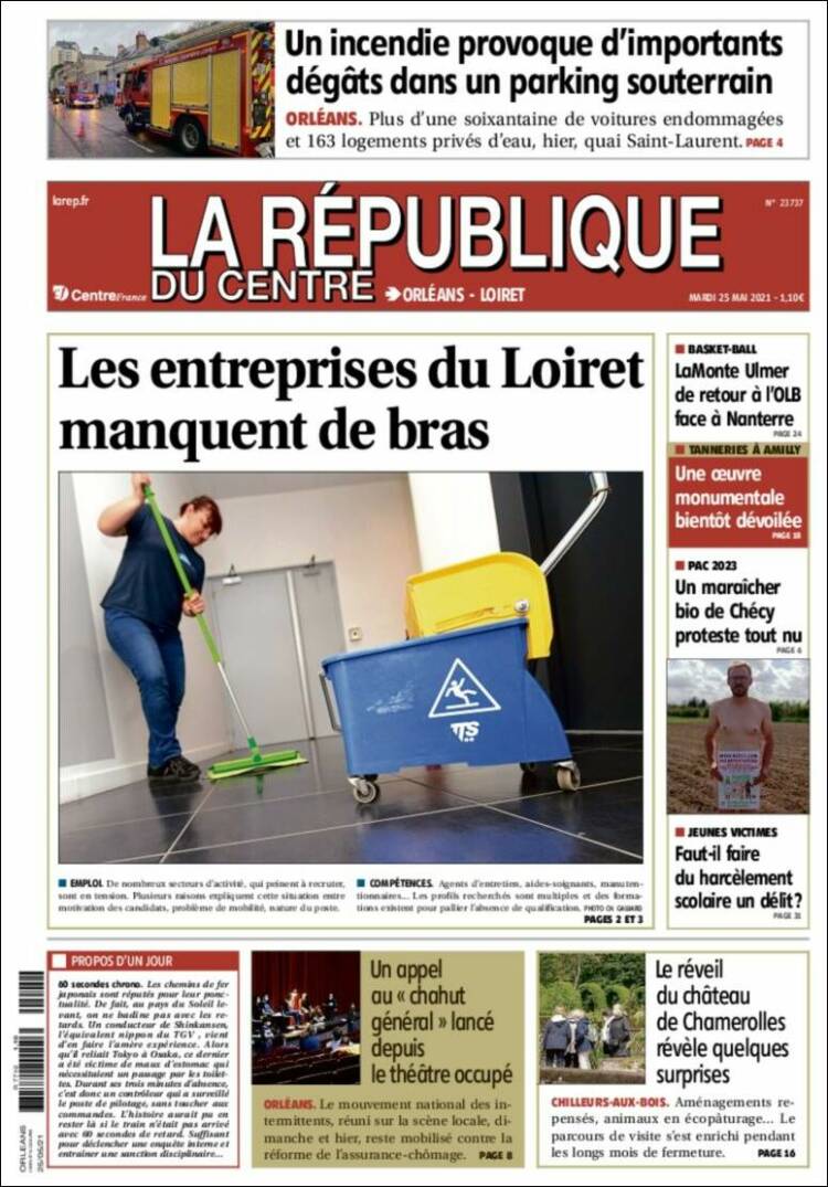 Portada de La République du Centre (Francia)