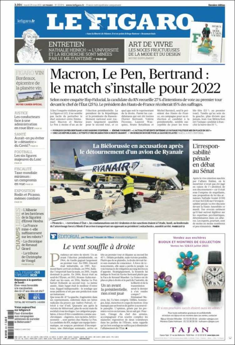 Portada de Le Figaro (Francia)