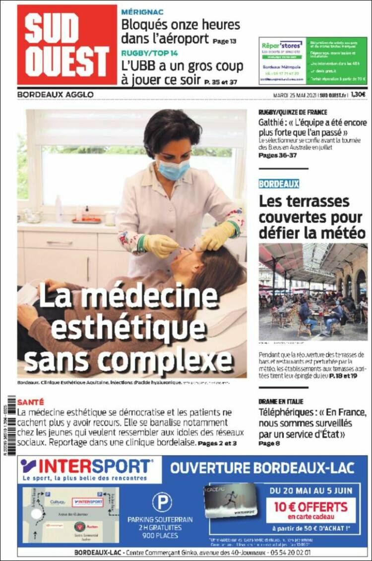 Portada de Sud Ouest (Francia)