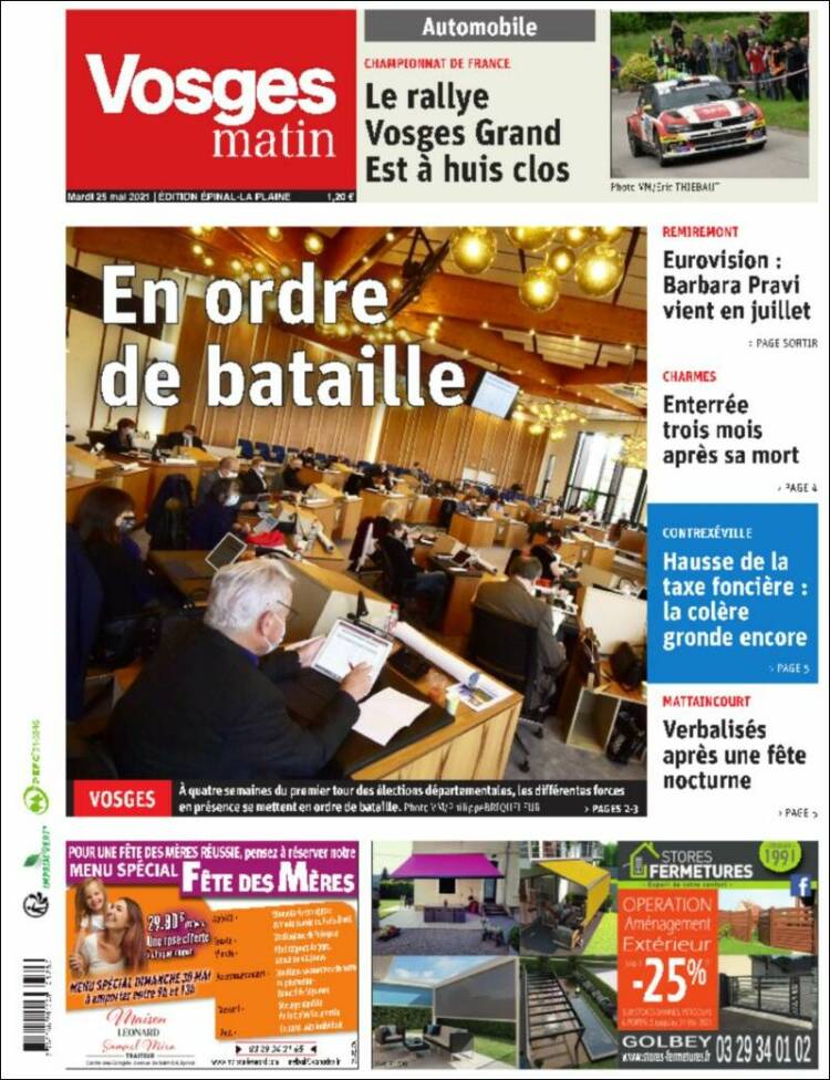 Portada de Vosges Matin (Francia)