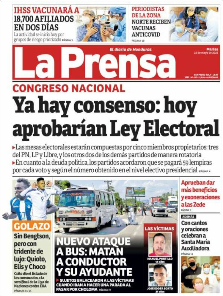 Portada de La Prensa (Honduras)