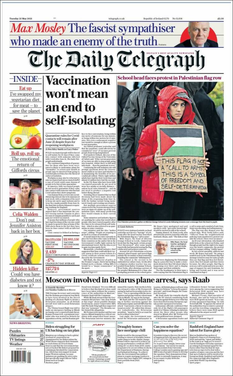 Portada de Daily Telegraph (Reino Unido)