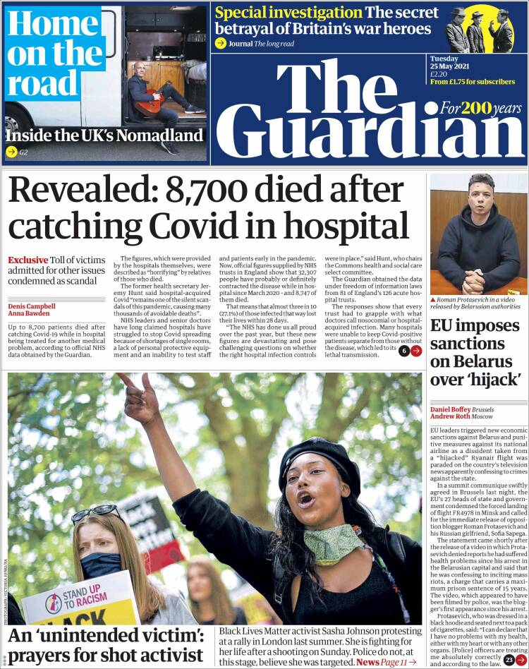 Portada de The Guardian (Reino Unido)